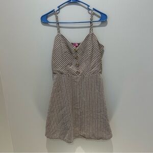 Mi Ami Striped Brown Taupe and White Dress Large